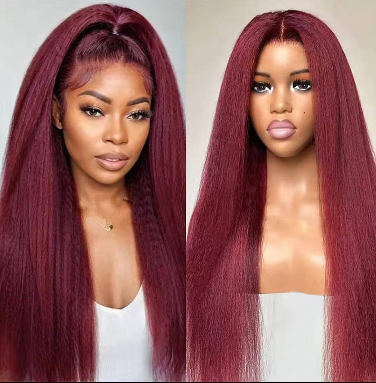 Gifty 13x6 Burgundy Yaki straight hair