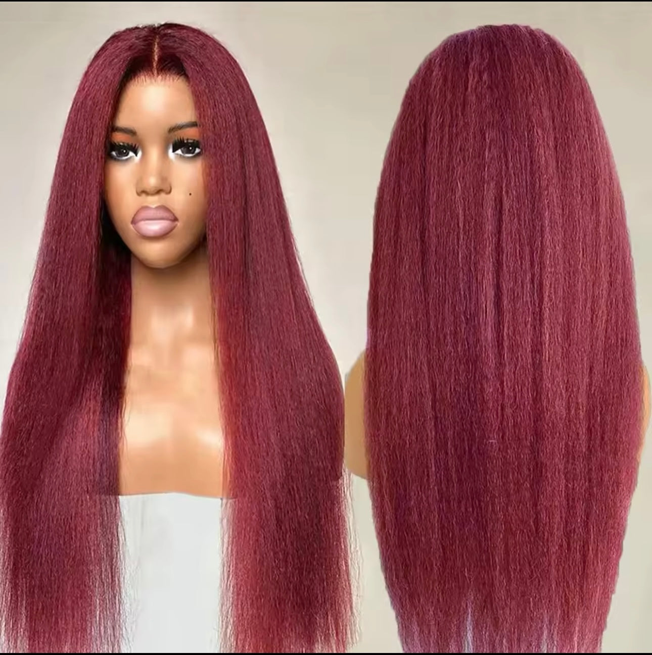 Gifty 13x6 Burgundy Yaki straight hair