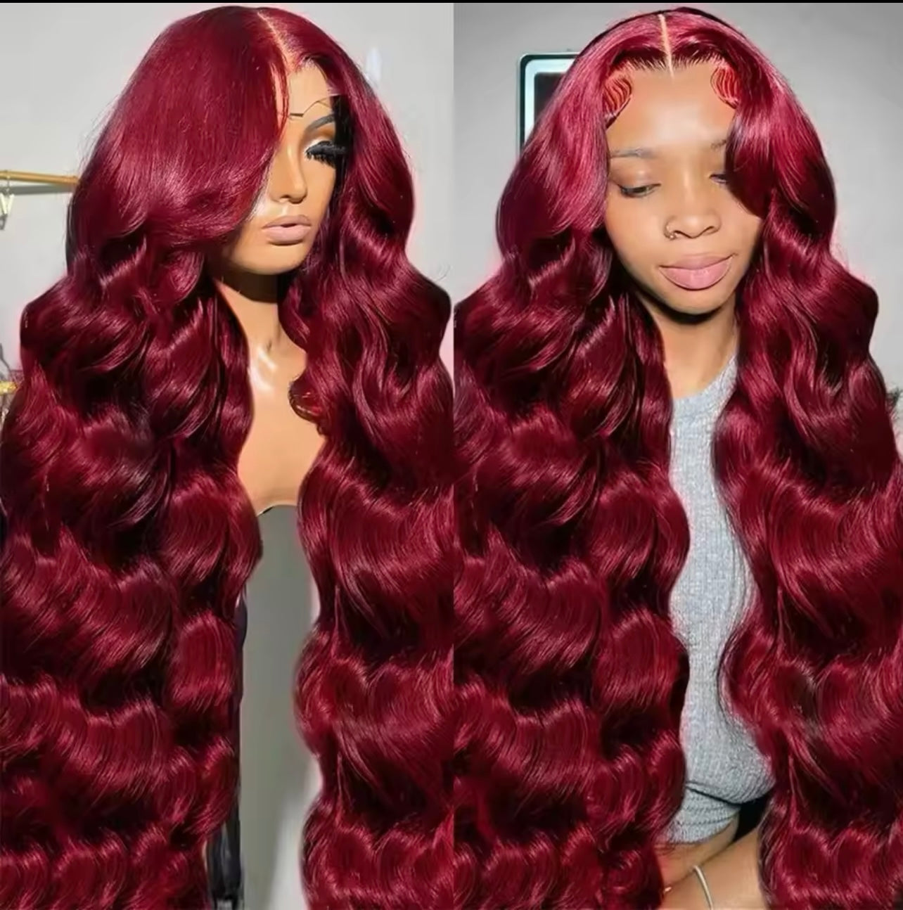 13x6 Gifty Burgundy Body Wave HD Lace Human Hair Wig