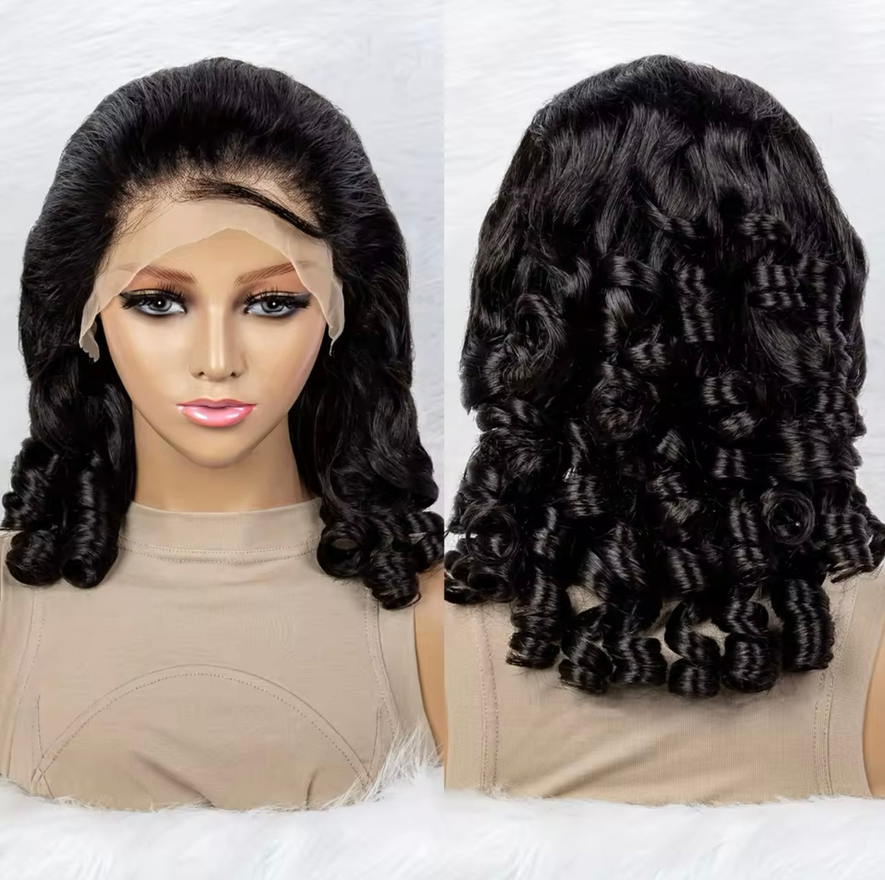 5x5 Bouncy curl human hair lace wig