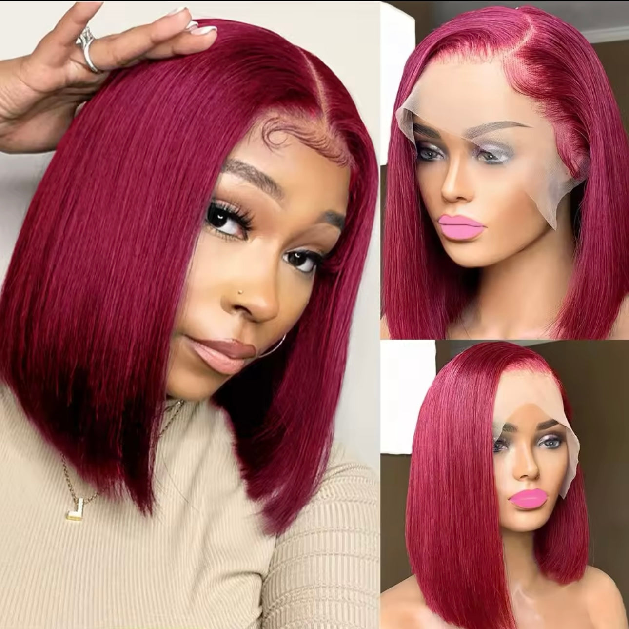 5x5 Gifty burgundy Double Drawn HD Lace Human Hair Wig