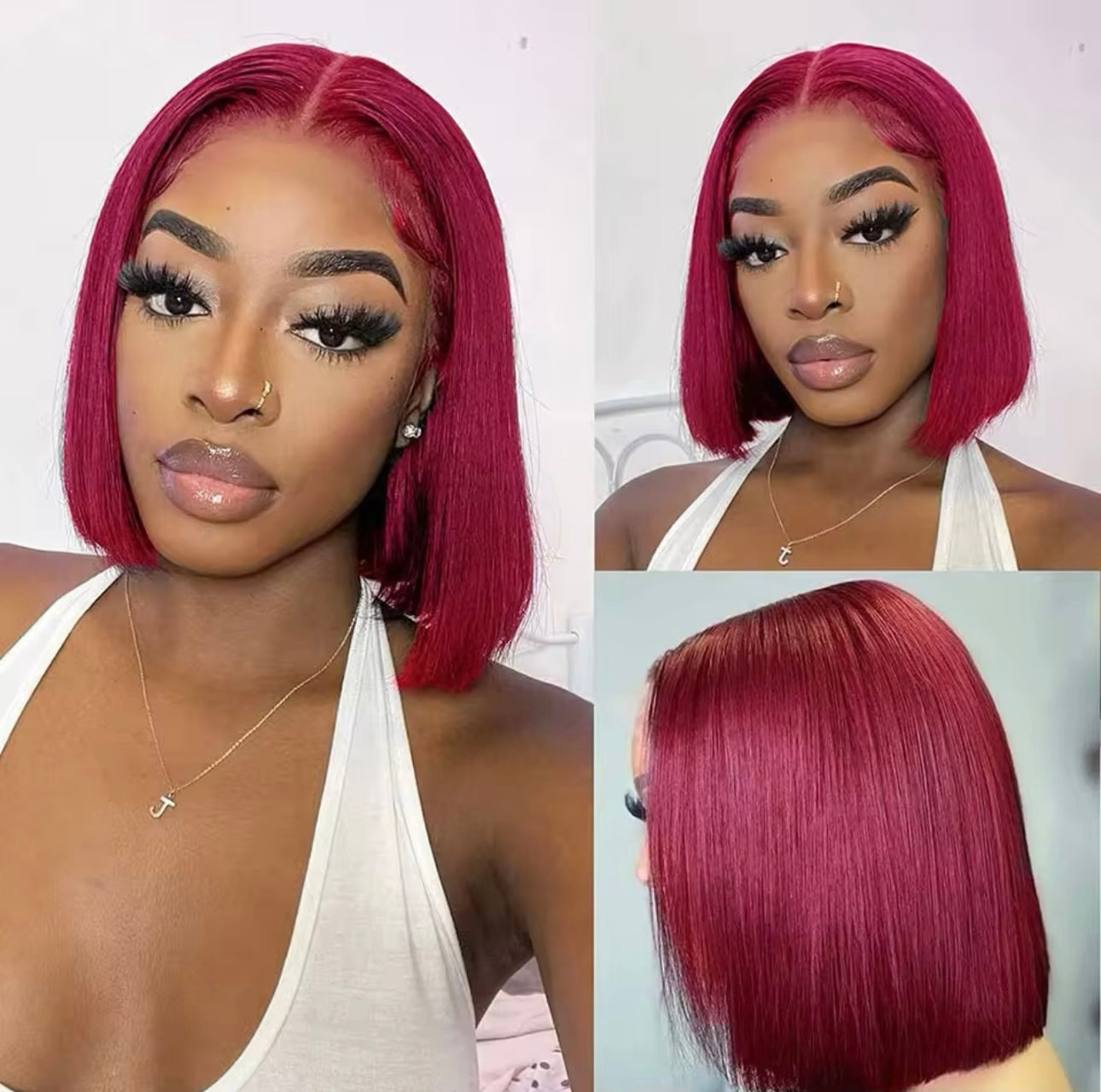 5x5 Gifty burgundy Double Drawn HD Lace Human Hair Wig